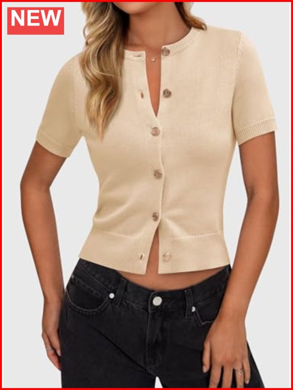 100% Viscose Cropped Short Sleeve Cardigan Women - Picture 3 of 6